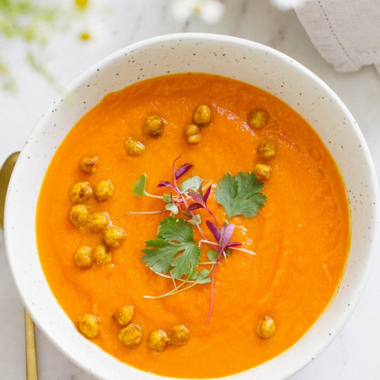 Carrot, Sweet Potato + Coriander Soup