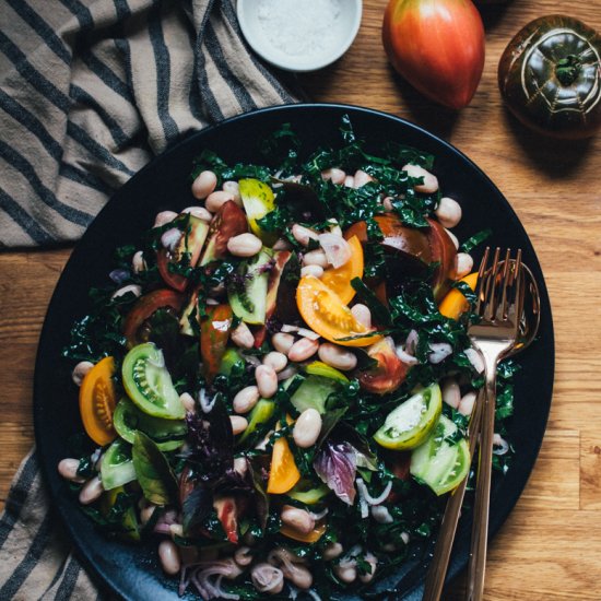 Tomato, Fresh Bean, and Kale Salad