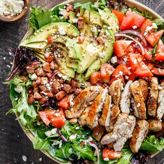 BLT Balsamic Chicken Avocado Salad