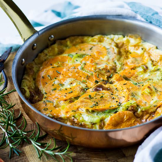 Leek and Sweet Potato Omelette