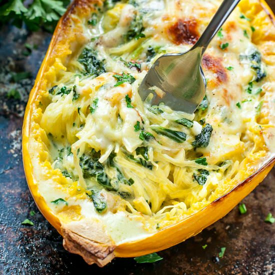 Spinach Stuffed Spaghetti Squash