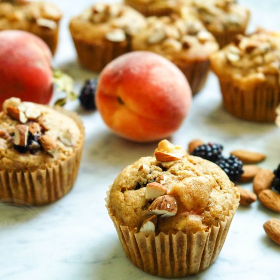 Dairy-Free Peach Blackberry Muffins