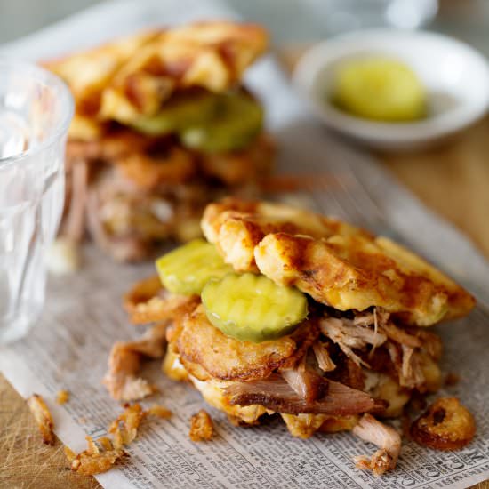 Waffled Pulled Pork Sliders