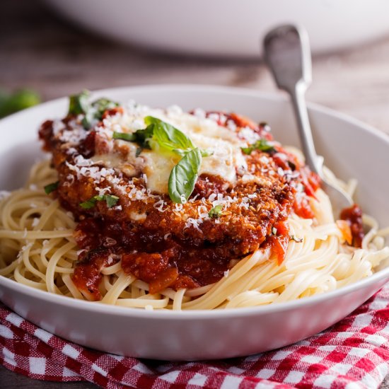 Crispy corn flake chicken parmesan