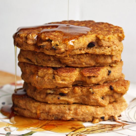 Pumpkin Chocolate Walnut Pancakes