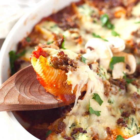 Spinach Stuffed Shells with Sausage