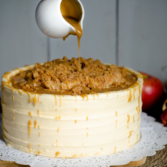 Salted Caramel Apple Streusel Cake