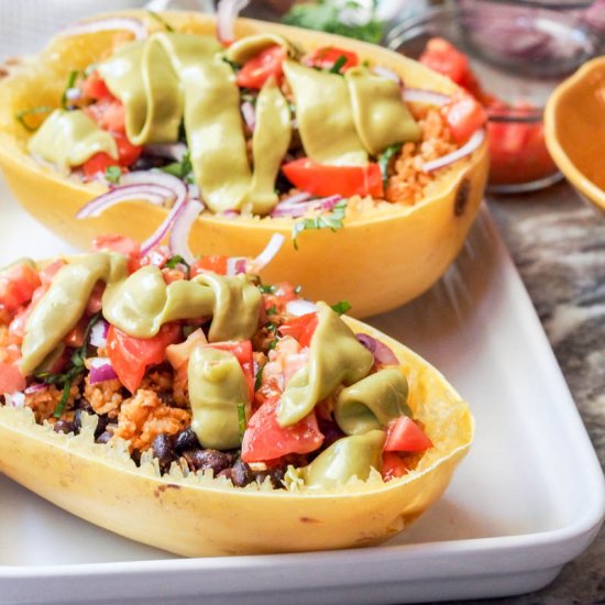 Vegan Taco Spagetti Squash Bowls