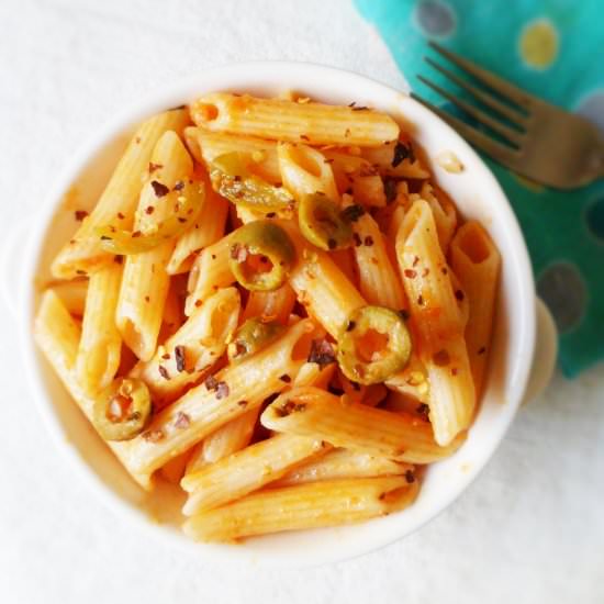 Penne pasta in marinara sauce