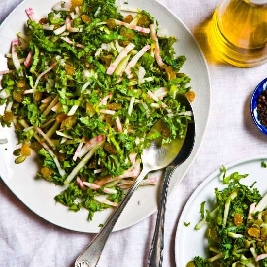 Autumn Kale Salad w Maple Dressing