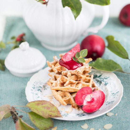 Homemade waffles and apple curd