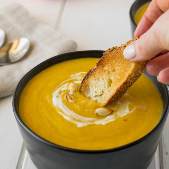 Roasted Pumpkin Root Vegetable Soup