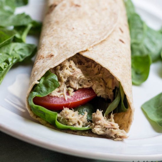 Easy Tuna Salad Hummus Wrap