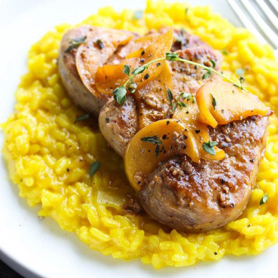 Cider Pork with Turmeric Risotto