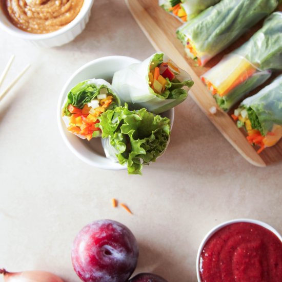 rainbow rolls & spicy plum sauce