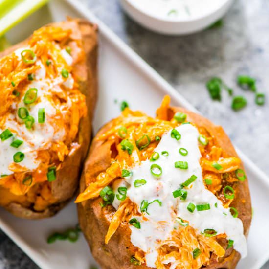 Crock Pot Buffalo Sweet Potatoes