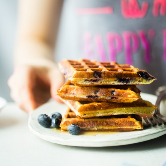 Paleo Blueberry Protein Waffle