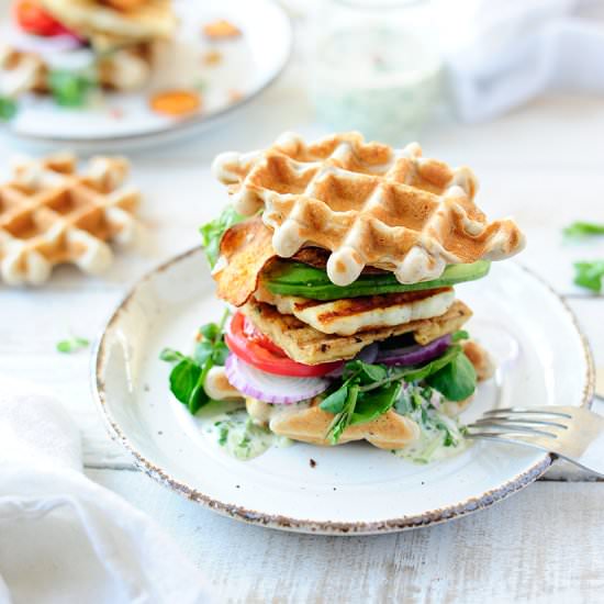 Buckwheat Waffles with Halloumi