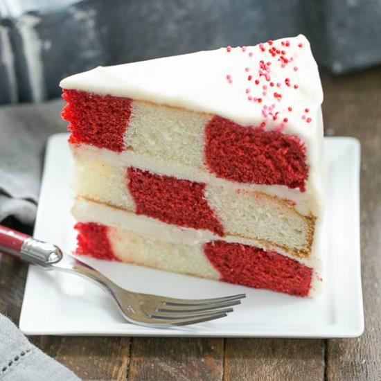 Red Velvet Checkerboard Cake