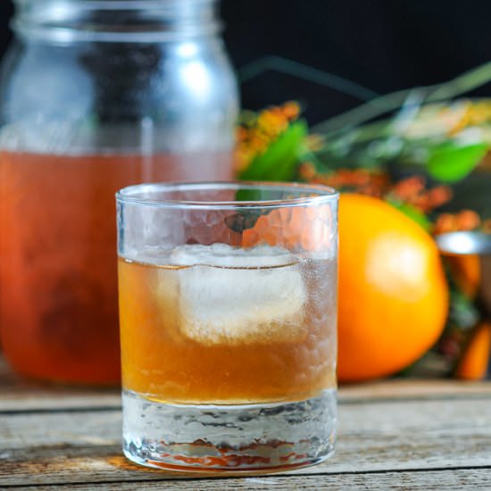 Peach and Basil Bourbon Shrub