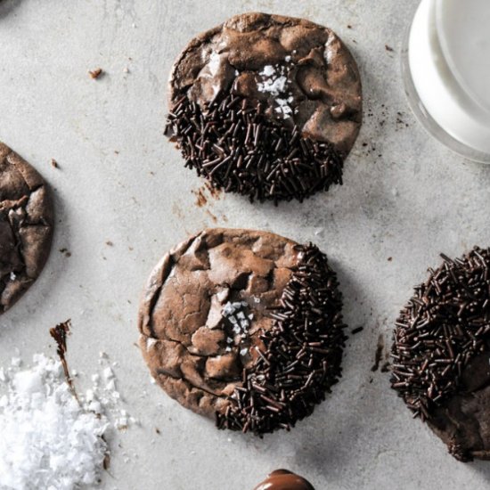 Salted chocolate truffle cookies