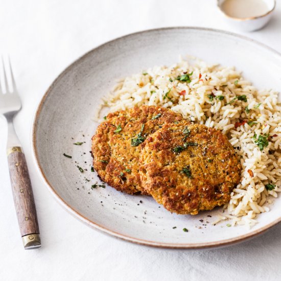 Red Lentil Quinoa Harissa Cakes