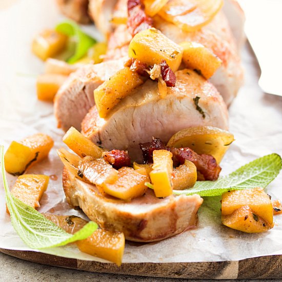 Oven Roasted Pork w/ Apples & Bacon