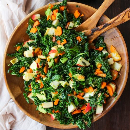 Carrot Apple & Massaged Kale Salad