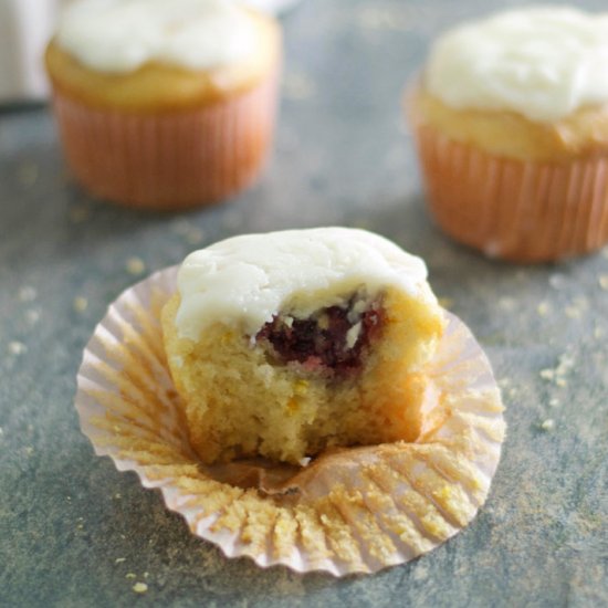 GF Lemon Cupcakes w/ Raspberry Jam