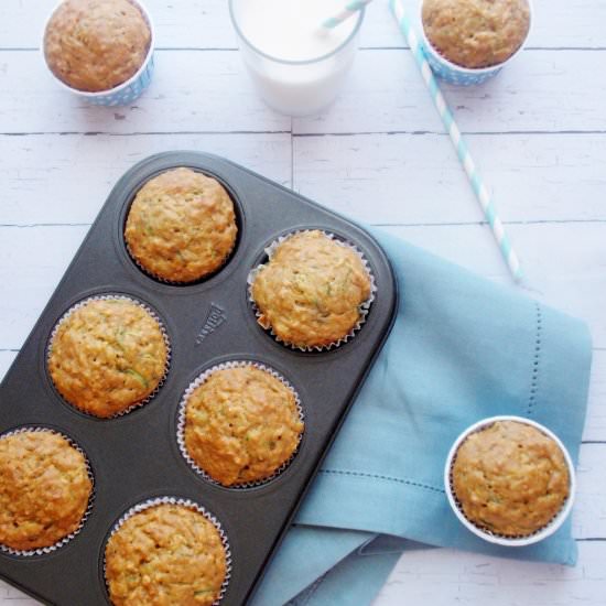 Muffins with carrot, zucchini