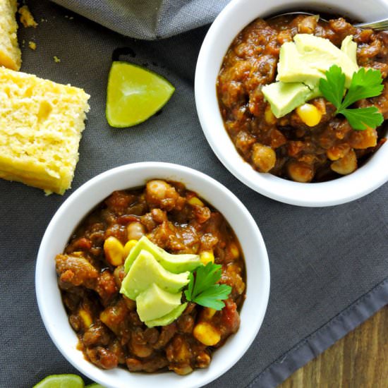 Southwest Lentil Chickpea Chili