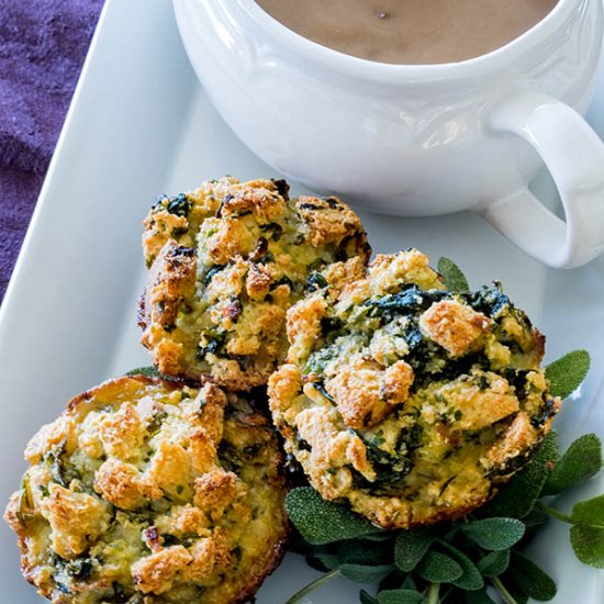 GF Apple Spinach Stuffing Muffins