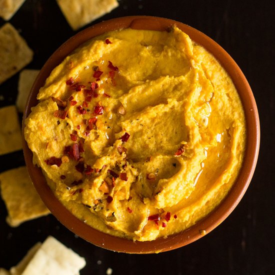 Creamy Turmeric Sweet Potato Hummus