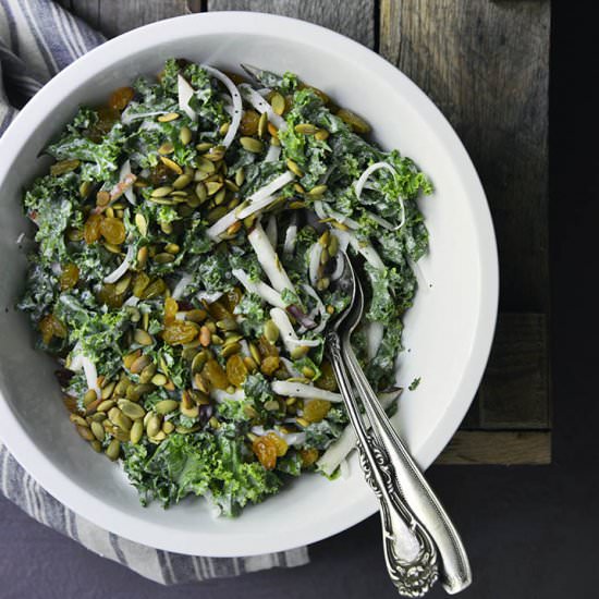 Creamy Poppy Seed Kale Slaw