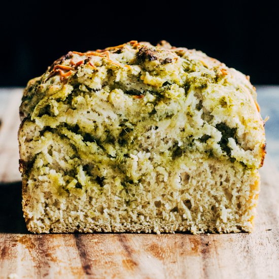 Parmesan Pesto Swirled Beer Bread