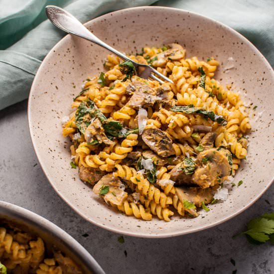 Pumpkin, Mushroom, & Spinach Pasta