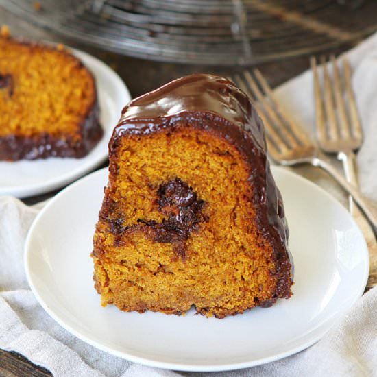 Pumpkin Truffle Bundt Cake