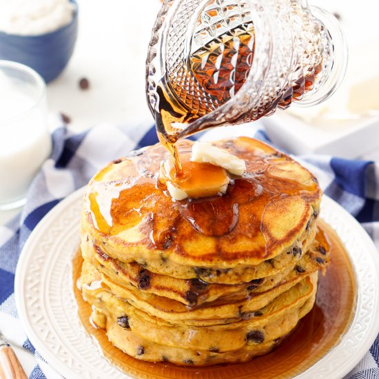 Pumpkin Chocolate Chip Pancakes