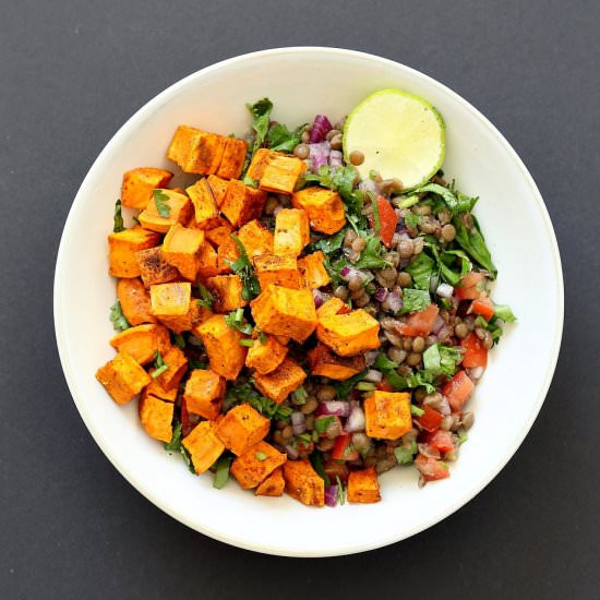 Curried Sweet Potato Lentil Salad