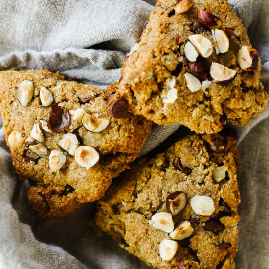 Chocolate Pear + Hazelnut Scones