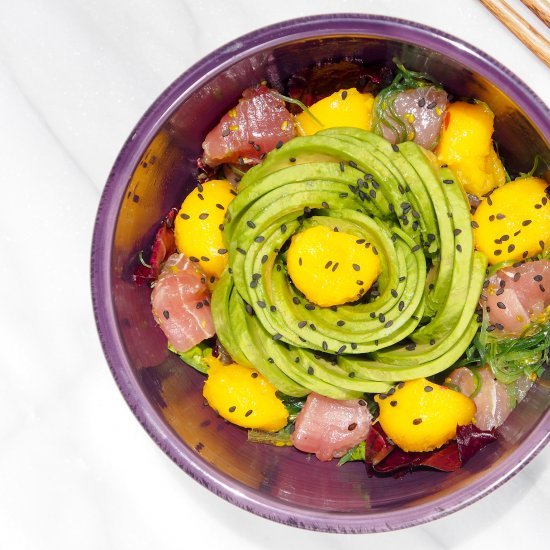 Tuna Poké Bowl with Avocado Rose