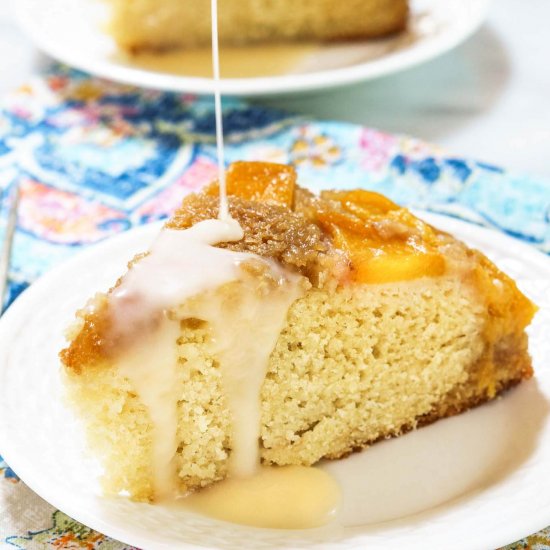 Upside-Down Peach Cake with Hot Rum