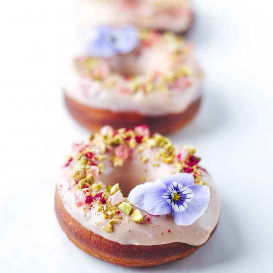 Raspberry & White Chocolate Donuts