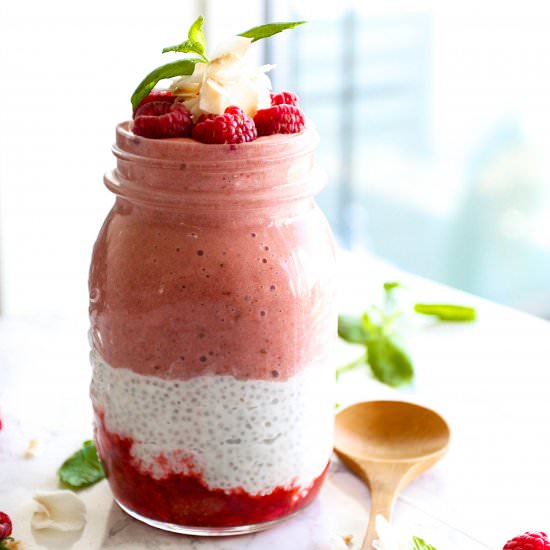 Layered chia breakfast smoothie