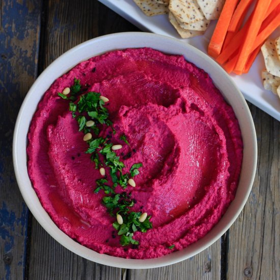 Garlicky Roasted Beet Hummus