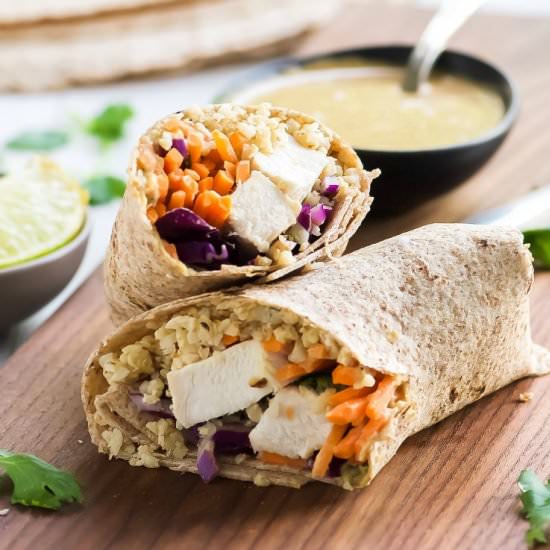 Thai Style Peanut Chicken Wraps