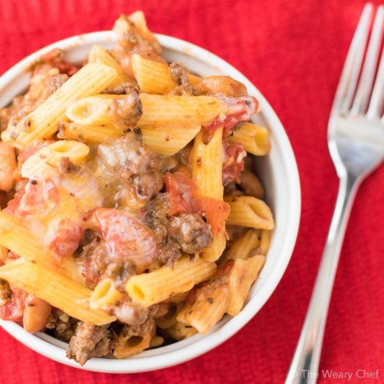 Cheesy Chili Pasta Bake