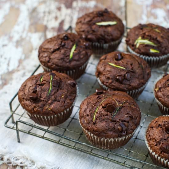 Dark Chocolate Zucchini Muffins