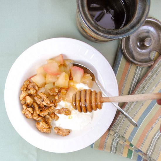 Yogurt Bowls with Apples and Walnut