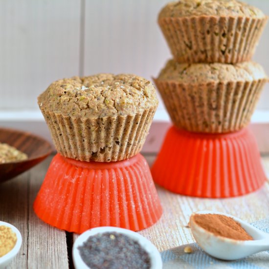 Buckwheat-Oat Bran-Zucchini Muffins